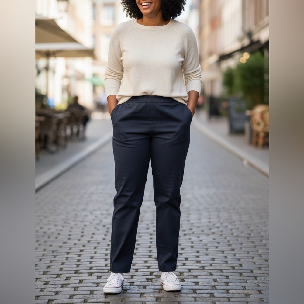 Vintage Talbots Navy Blue Flat Front Chino Canvas Pixie Pant Size 16